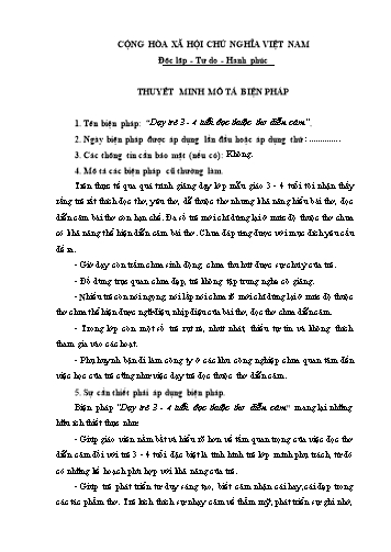 Sáng kiến kinh nghiệm Dạy trẻ 3-4 tuổi đọc thuộc thơ diễn cảm