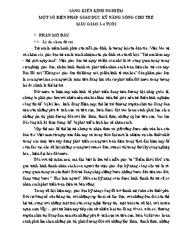 Sáng kiến kinh nghiệm Một số biện pháp giáo dục kĩ năng sống cho trẻ mẫu giáo 3-4 tuổi