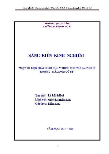 Sáng kiến kinh nghiệm Một số biện pháp giáo dục ý thức cho trẻ 3-4 tuổi ở Trường Mầm non Cổ Bi