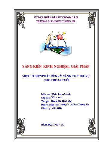 Sáng kiến kinh nghiệm Một số biện pháp rèn kỹ năng tự phục vụ cho trẻ 3-4 tuổi