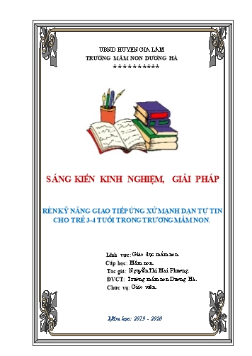 Sáng kiến kinh nghiệm Rèn kỹ năng giao tiếp ứng xử mạnh dạn, tự tin cho trẻ 3-4 tuổi ở Trường mầm non Dương Hà