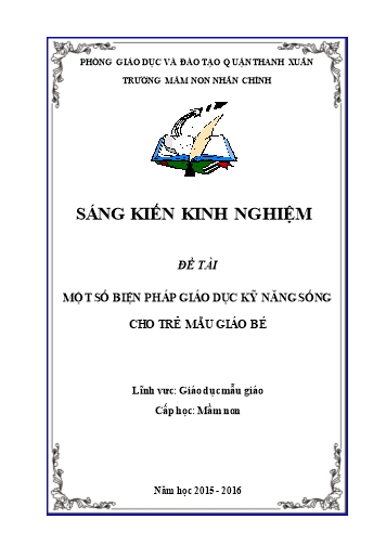 SKKN Một số biện pháp giáo dục kỹ năng sống cho trẻ mẫu giáo bé tại Trường Mầm non Nhân Chính