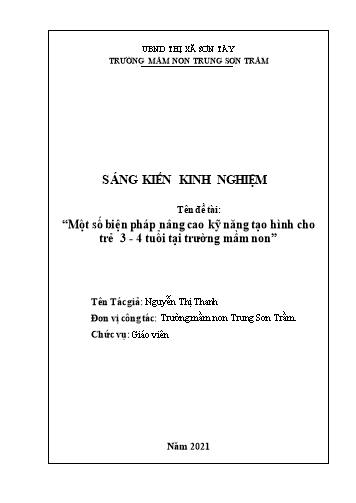 SKKN Một số biện pháp nâng cao kỹ năng tạo hình cho trẻ 3-4 tuổi tại Trường Mầm non Trung Sơn Trầm