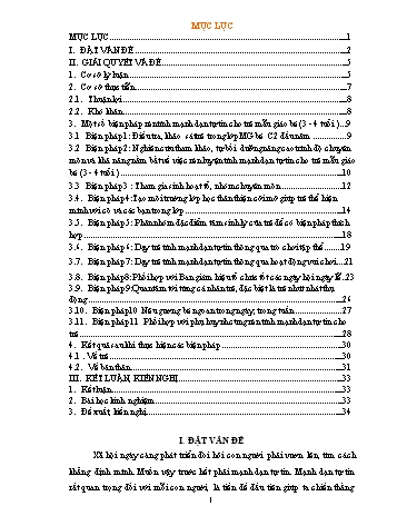 SKKN Một số biện pháp rèn tính mạnh dạn tự tin cho trẻ mẫu giáo bé 3-4 tuổi