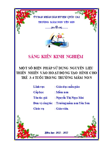 SKKN Một số biện pháp sử dụng nguyên liệu thiên nhiên vào hoạt động tạo hình cho trẻ 3-4 tuổi trong Trường Mầm non Yên Sơn