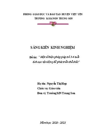 Sáng kiến kinh nghiệm Một số biện pháp giúp trẻ 3-4 tuổi tích cực vận động để phát triển thể chất