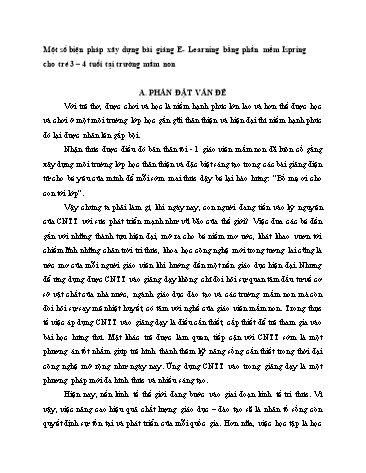 SKKN Một số biện pháp xây dựng bài giảng E- Learning bằng phần mềm Ispring cho trẻ 3-4 tuổi tại trường mầm non