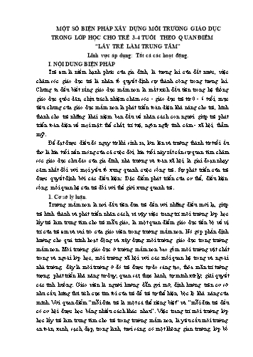 SKKN Một số biện pháp xây dựng môi trường giáo dục trong lớp học cho trẻ 3-4 tuổi theo quan điểm lấy trẻ làm trung tâm