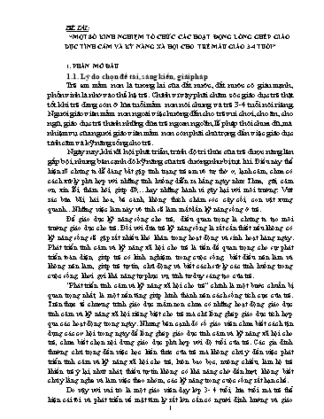 SKKN Một số kinh nghiệm tổ chức các hoạt động lồng ghép giáo dục tình cảm và kỹ năng xã hội cho trẻ mẫu giáo 3-4 tuổi